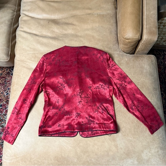 Maren Petite Vintage Red Jacket Womens  Floral Asian Oriental Print Size 10 - Picture 6 of 6